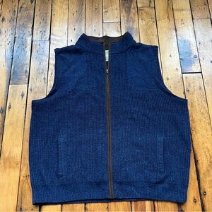 LL Bean Men’s XXL/2XL Waterfowl Vest 100% Merino Lambs Wool Knit Navy Blue Read*